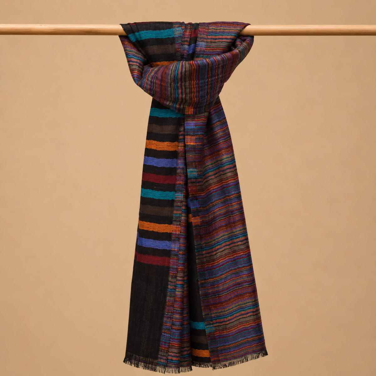 Finewool striped reversible stole