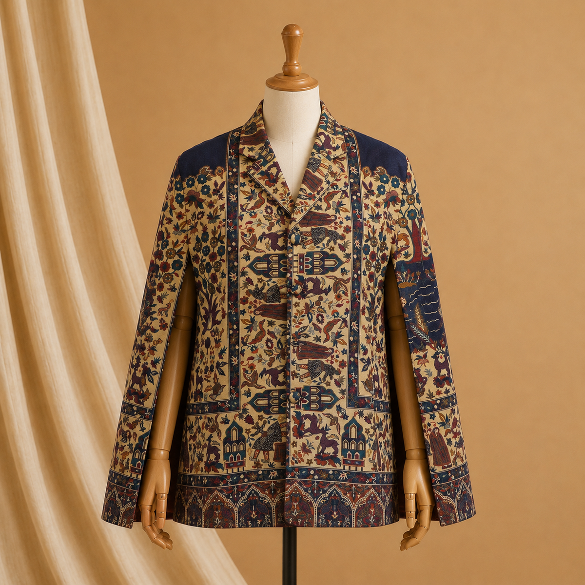 Kashmiri ari cape coat
