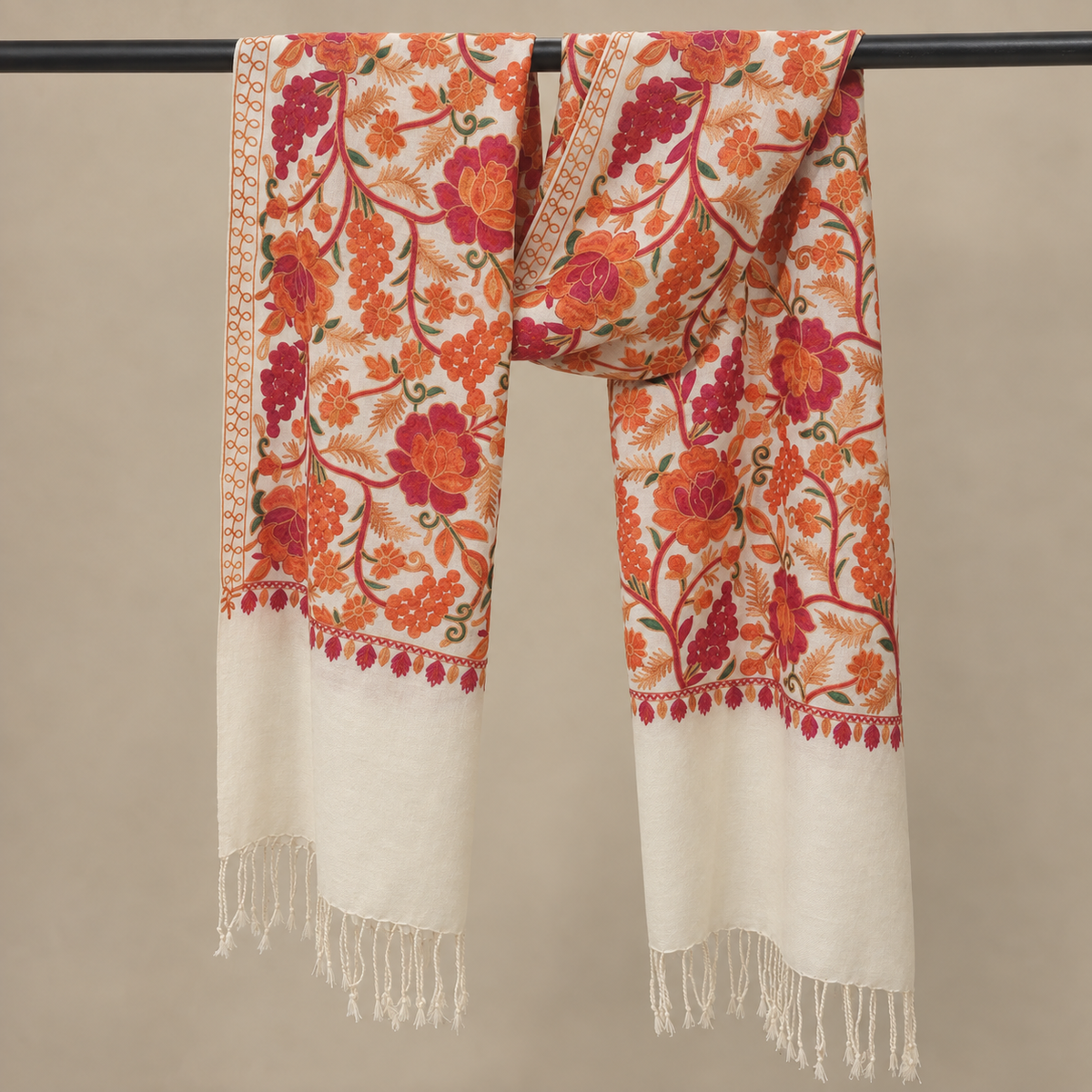 Luxury Aari Embroidered Wool Stole