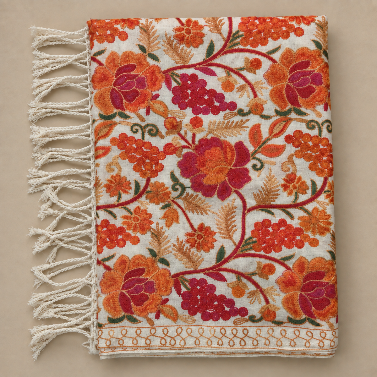 Luxury Aari Embroidered Wool Stole