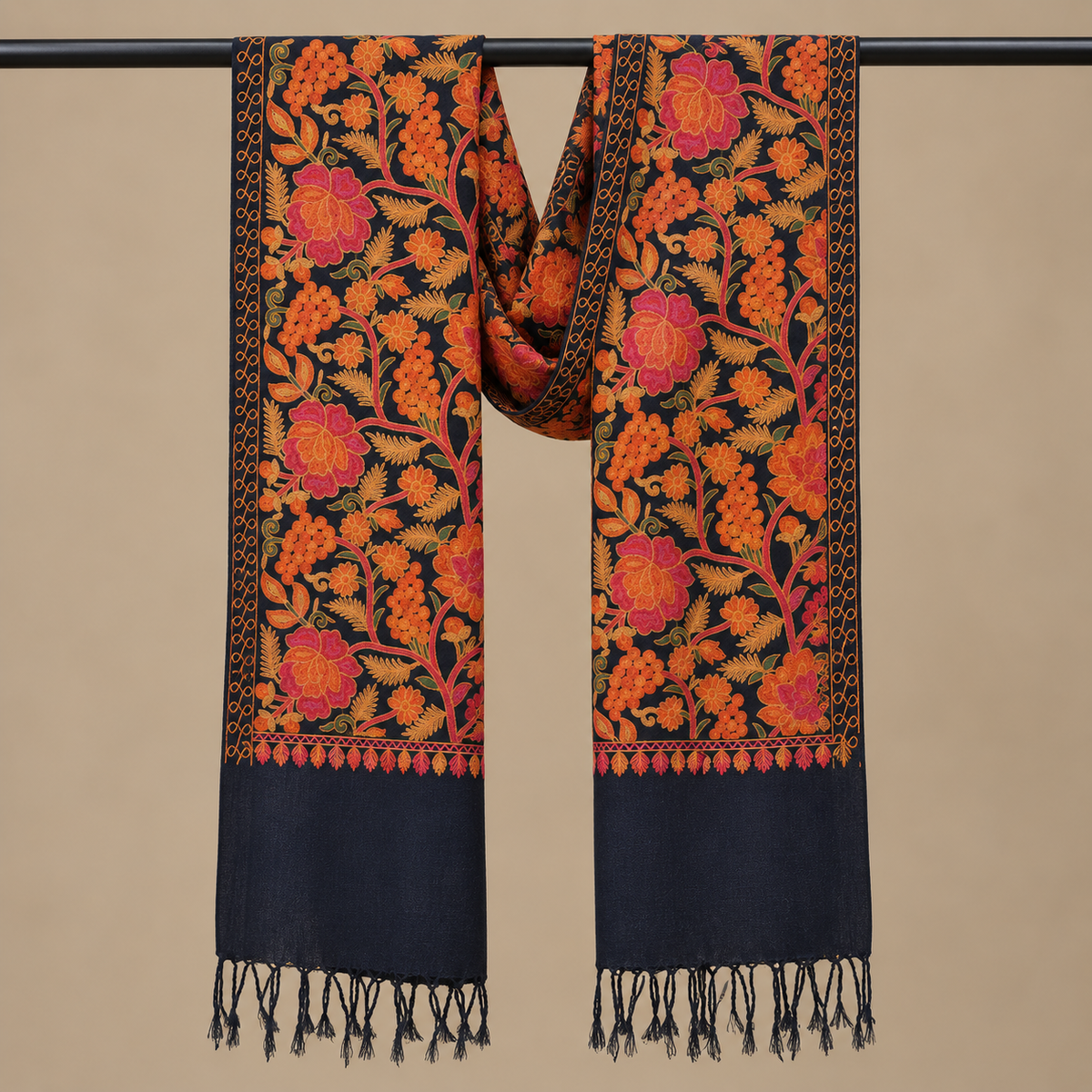 Luxury Aari Embroidered Wool Stole