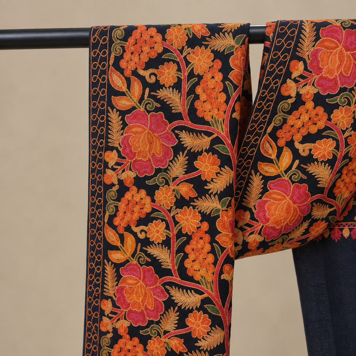 Luxury Aari Embroidered Wool Stole