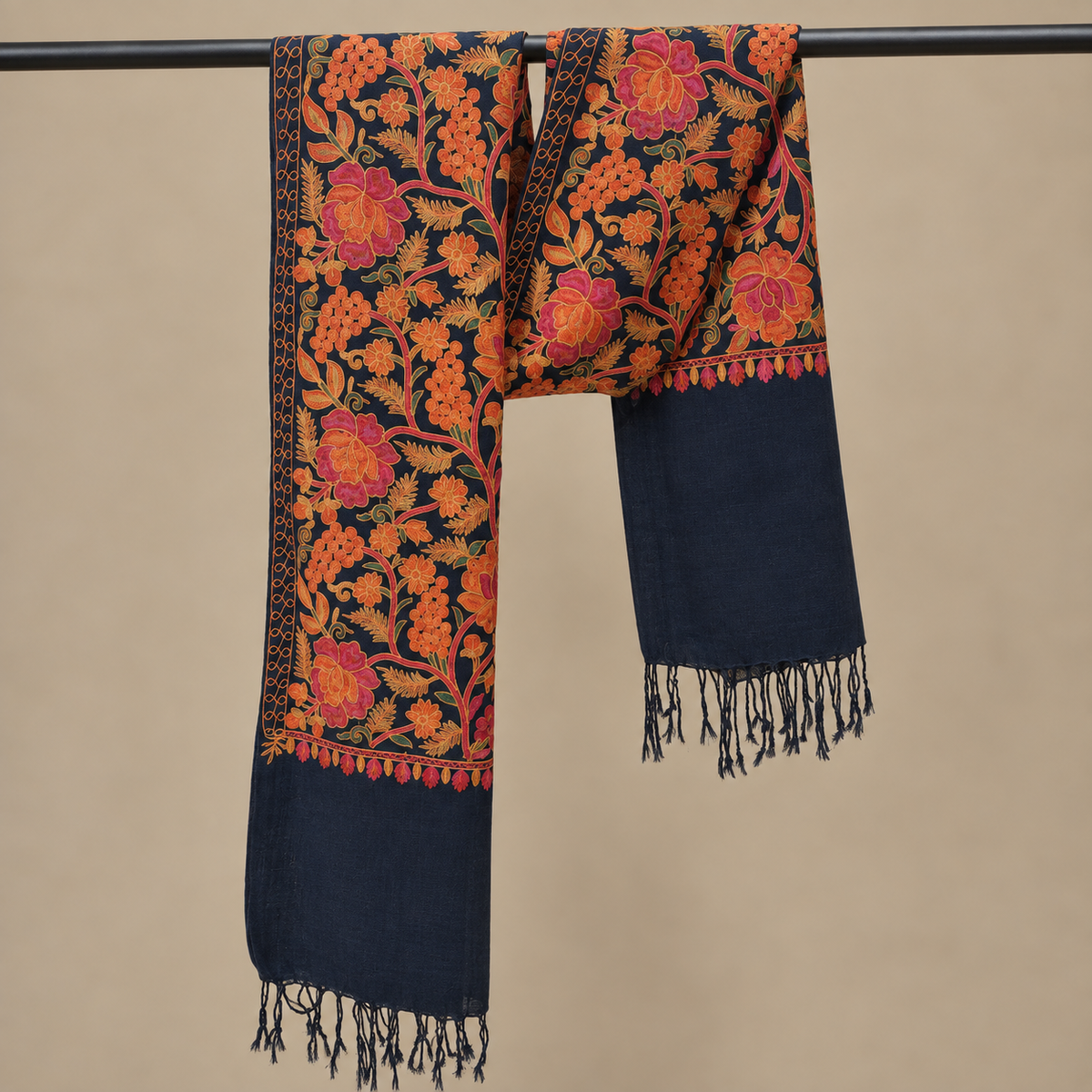 Luxury Aari Embroidered Wool Stole