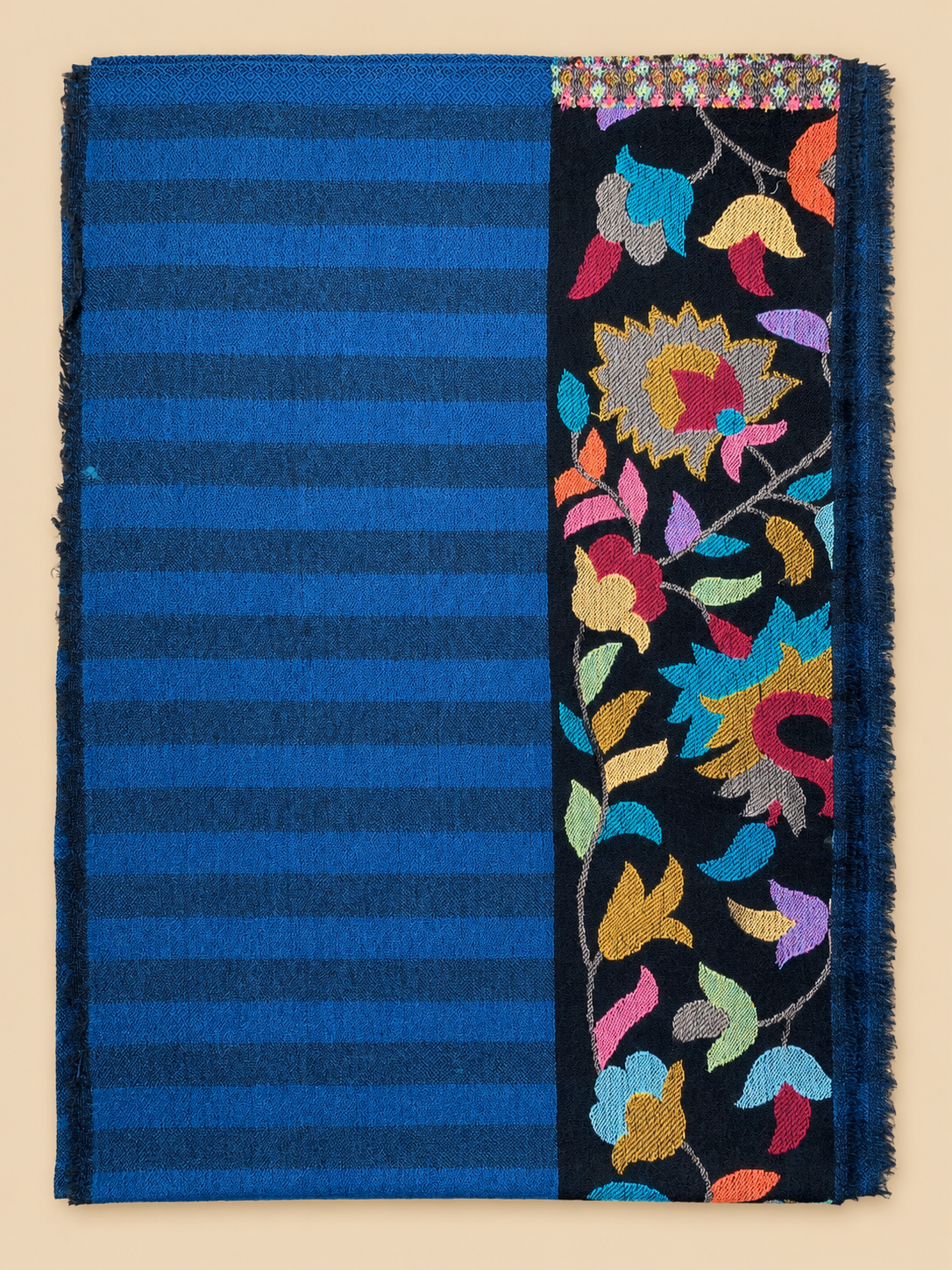 Fine Wool Kani Palla Stole with Multi-Floral Border