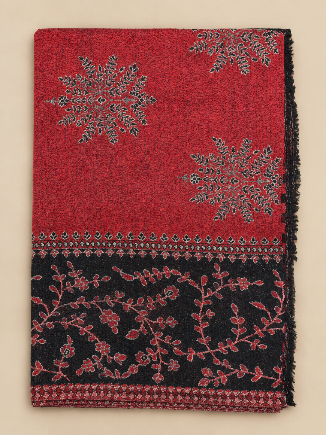 Medallion Buti Embroidered Hashidar Wool Stole
