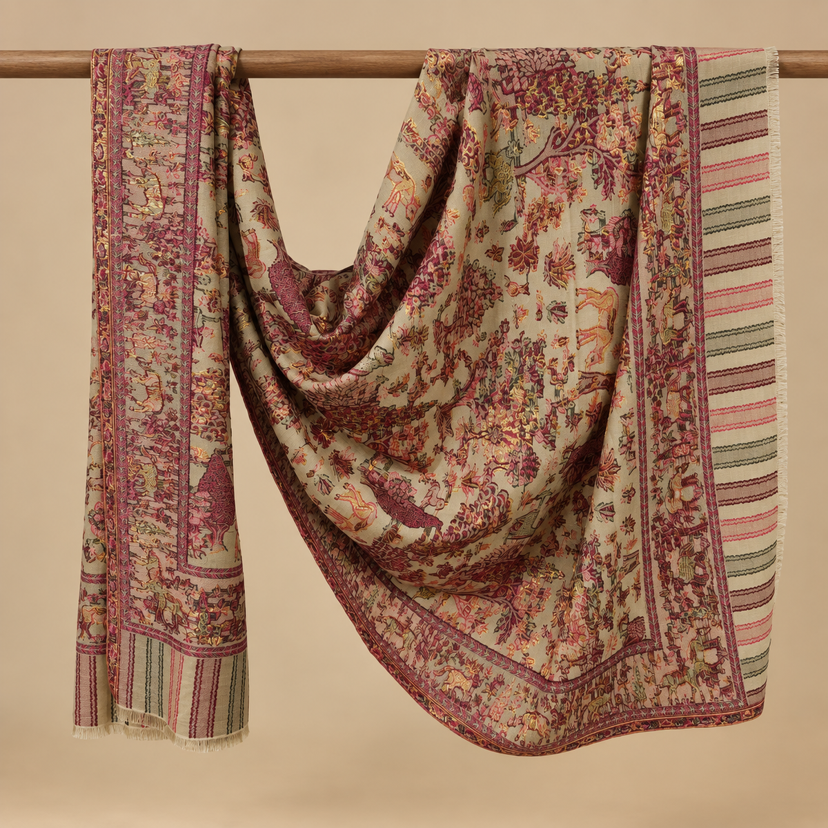 Royal Shikargah Blendwool Kani Zari Shawl